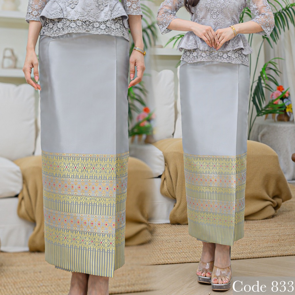 Sukunya 833 ผ้าถุงผ้าไหมทอลายล้านนา อัดกาว ซิปซ่อน เอว26-38 ขับผิวสวย มุมมองที่ 2