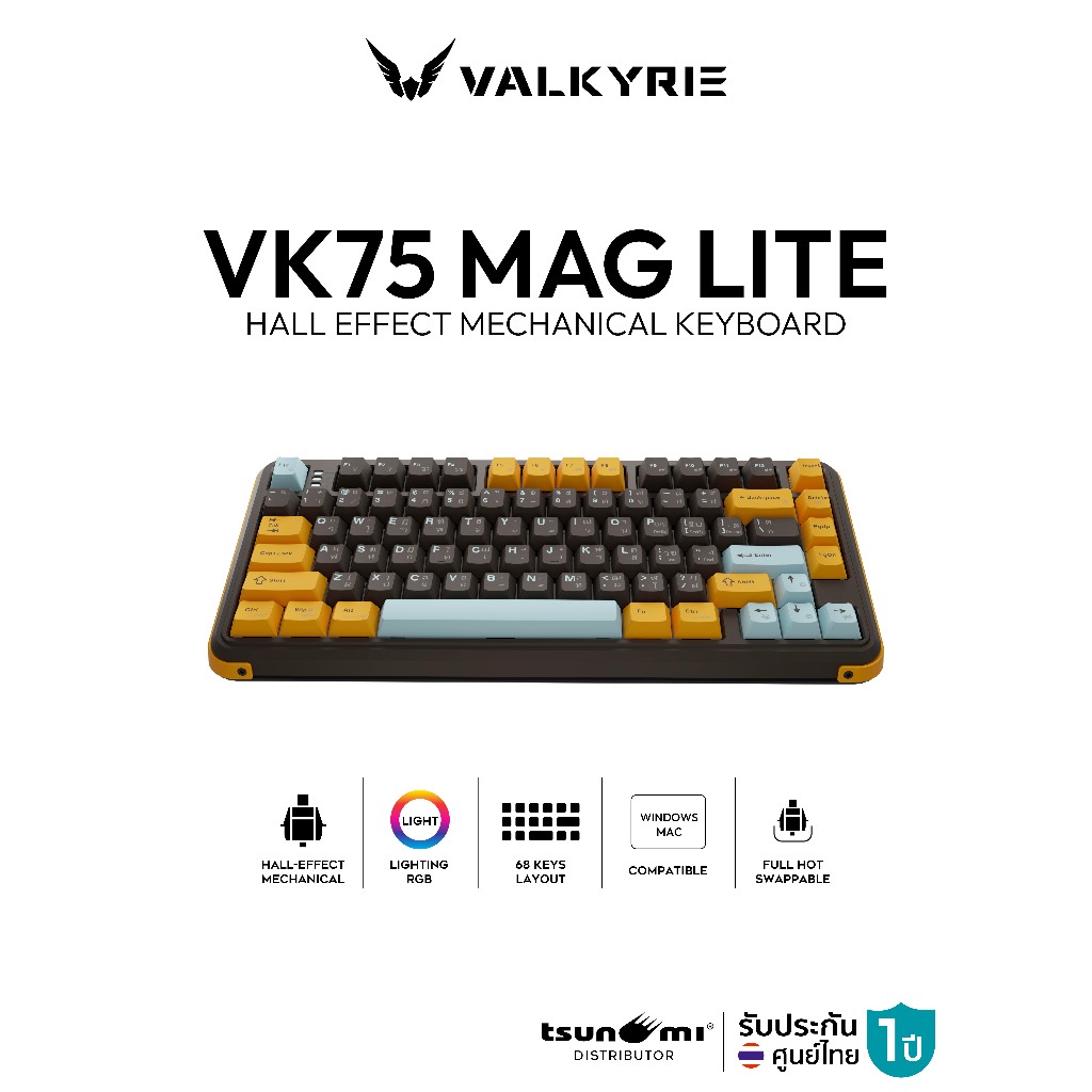 คีย์บอร์ดเกมมิ่ง Valkyrie VK75 MAG Lite Hall Effect Magnetic Switch ...