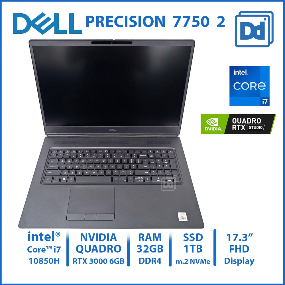 DELL PRECISION 7750 INTEL i7-10850H NVIDIA Quadro RTX 3000 6GB RAM