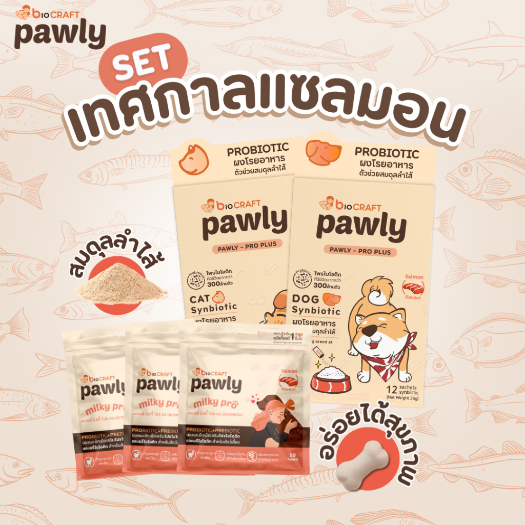 Pawly แซลม่อน สุนัข-แมว ขนมสุขภาพ Milky Pro แซลมอน Pro Plus Salmon ...