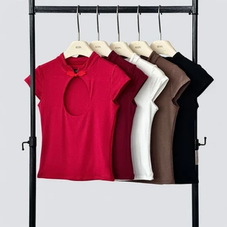โปรโมชั่น Flash Sale : Atipashop - Mei Lee Top  เสื้อคอจีน เหมาะสำหรับวันตรุษจีน ทรงสวยเว้าหน้าอก ผ้ายืดใส่สบาย