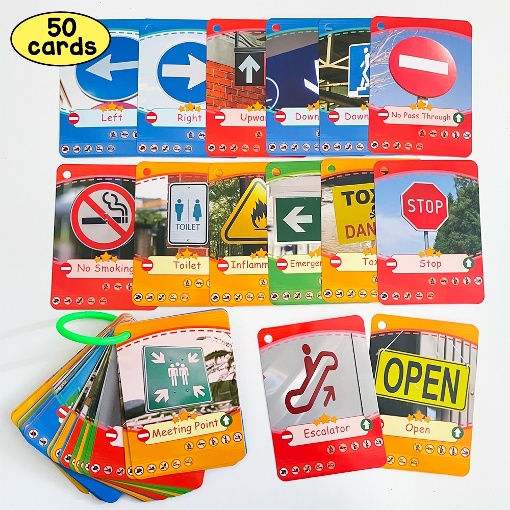 Sign Cognition Learning Cards for Kids Daily Life Warning Traffic Signs ...
