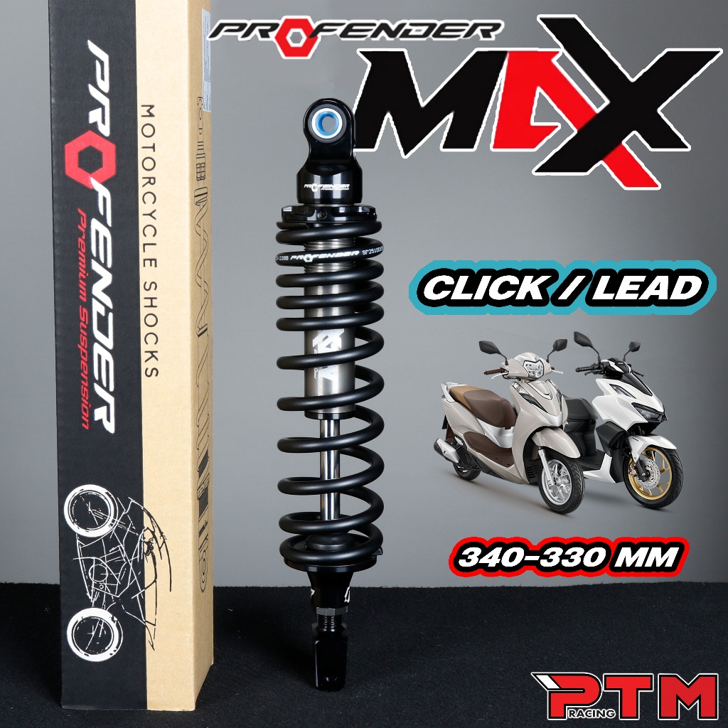 Profender MAX โช๊คหลัง Lead / Click 160i 125i 340-330mm สีดำ โช๊คอัพ ...