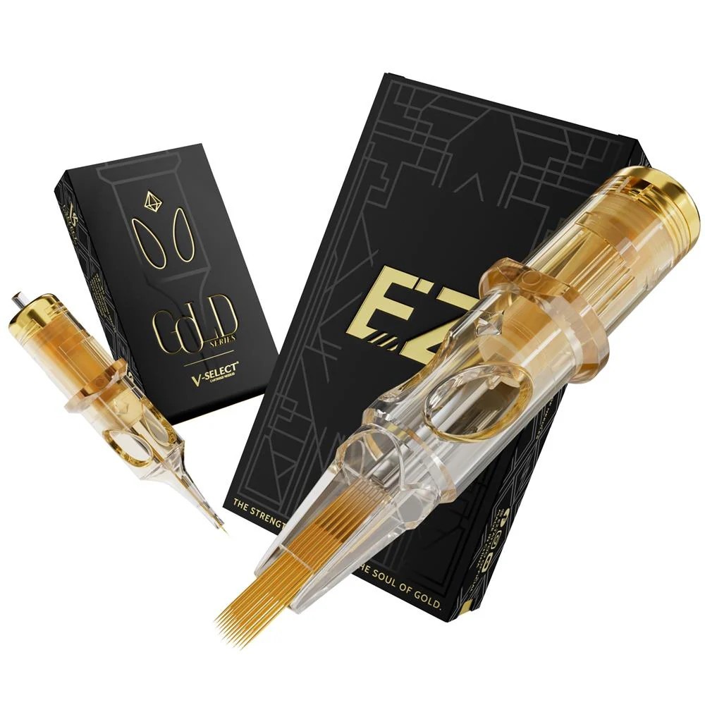 EZ TATTOO V-Select Gold Series Cartridge Needles 10 เล่ม เข็มสักสีทอง ...