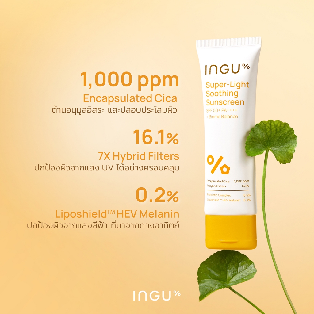 แบ่งขาย2รุ่น กันแดด INGU SUPER-LIGHT SOOTHING SUNSCREEN SPF50+ SP ...
