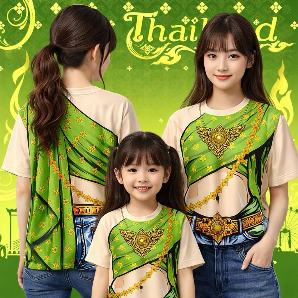 เสื้อยึดลายสไบไทย ไซด์ผู้ใหญ่และเด็ก 2026