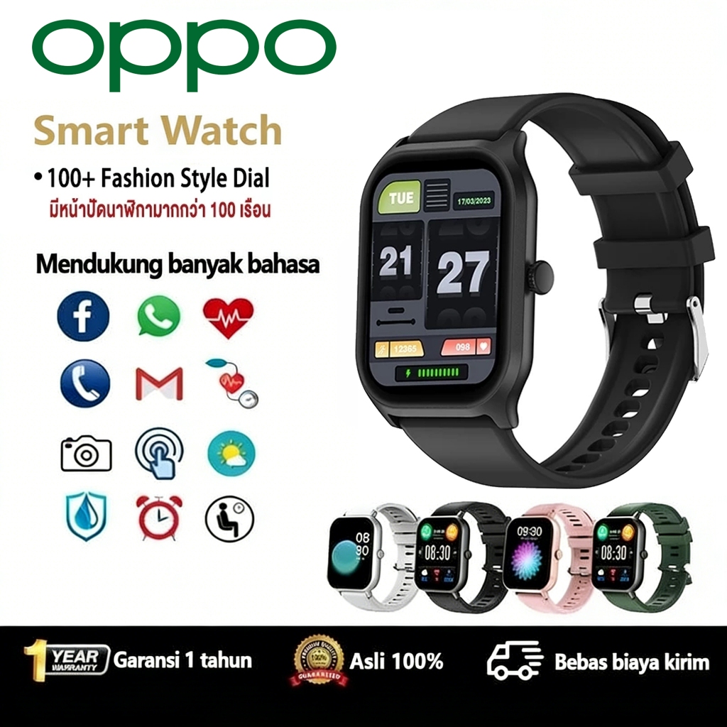 OPPO Smart Watch สัมผัสได้เต็มจอ IP68 ทนต่อน้ำ HD นิ้ว 200+โหมดสปอร์ต ...