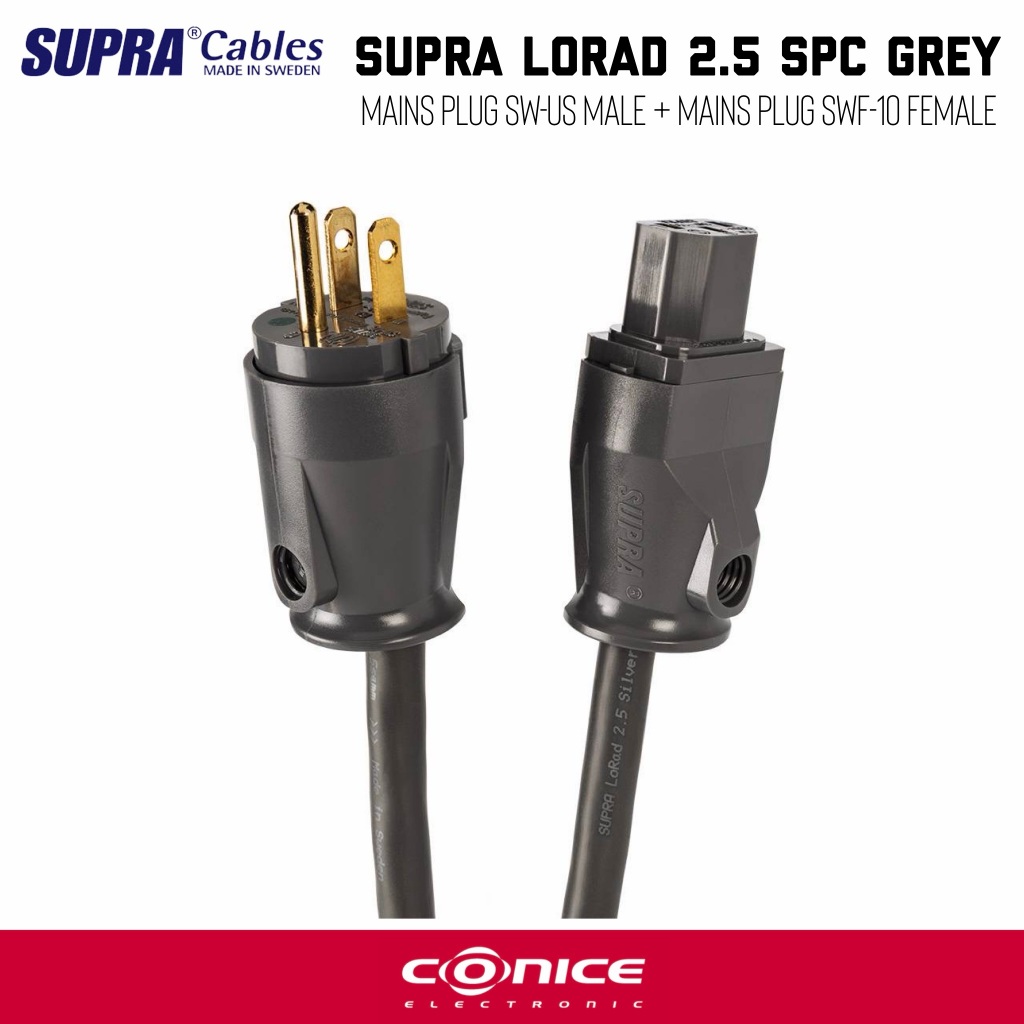 Supra LoRad 2.5 Silver-plated Power cable + Mains Plug SW-US Male ...