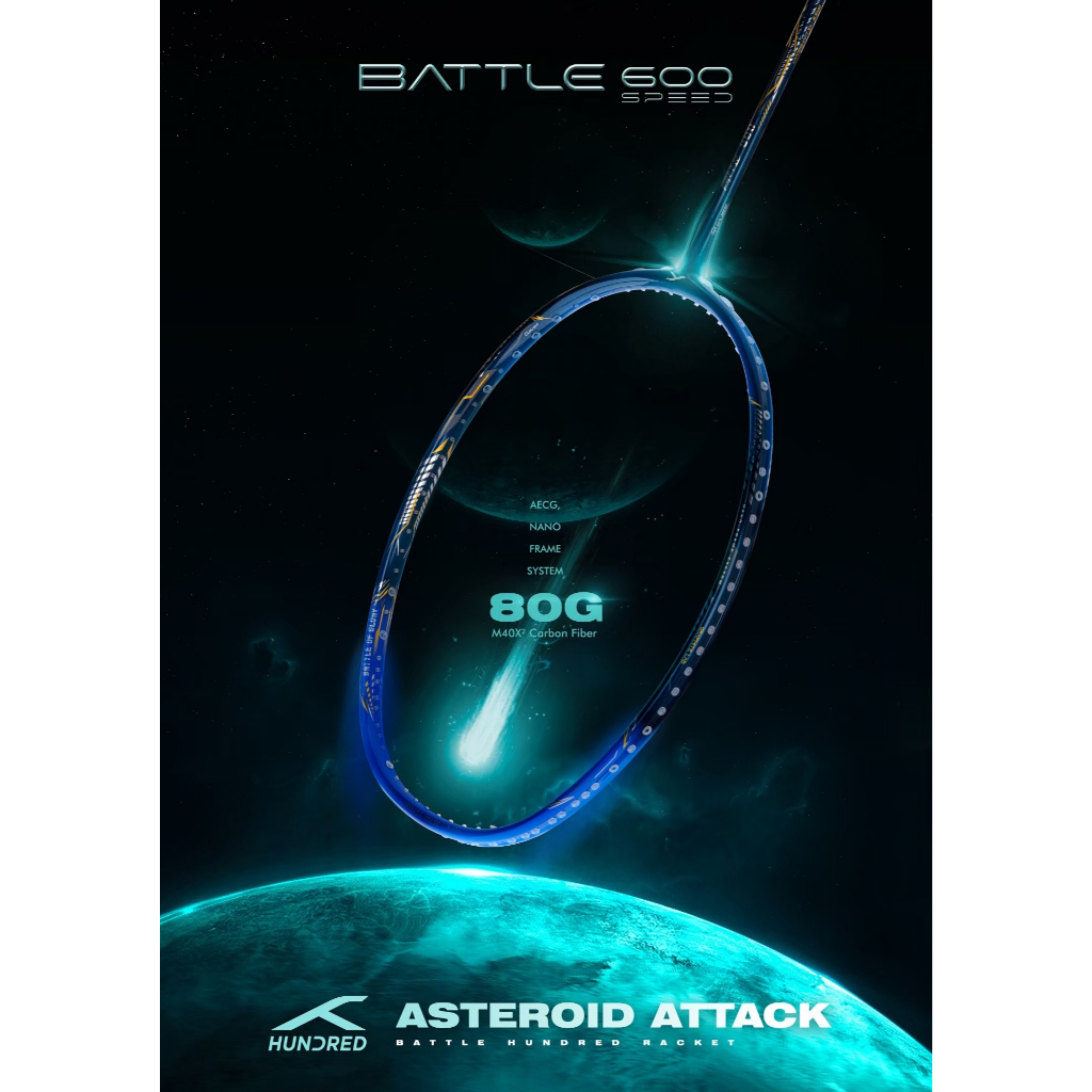 HUNDRED BATTLE 600 4u(80g) HBRX-2U162 ไม้แบดมินตัน แถมถุง+กริปพันด้าม ...