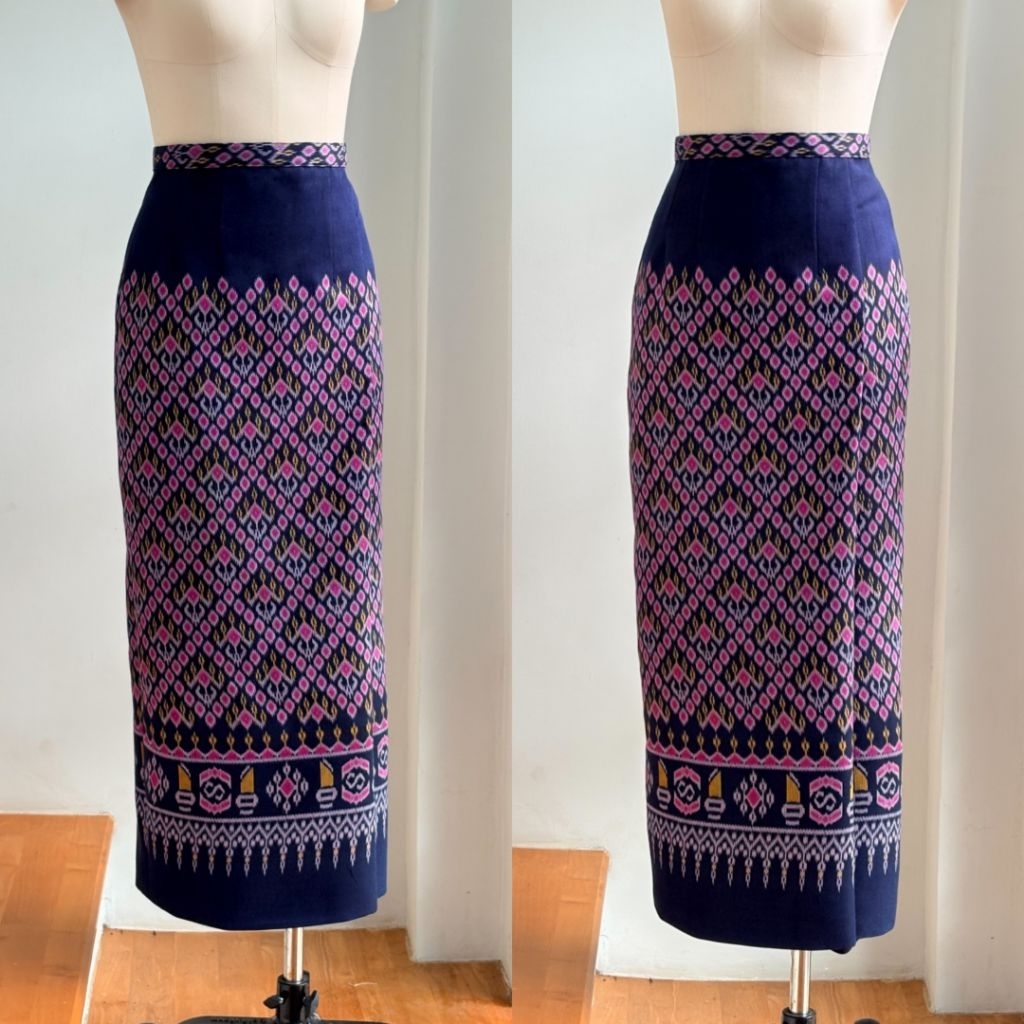 ผ้าถุงสำเร็จลายไทย ผ้าฝ้ายกัดลาย ทรงสวยพรางพุง พร้อมส่ง! มุมมองที่ 3