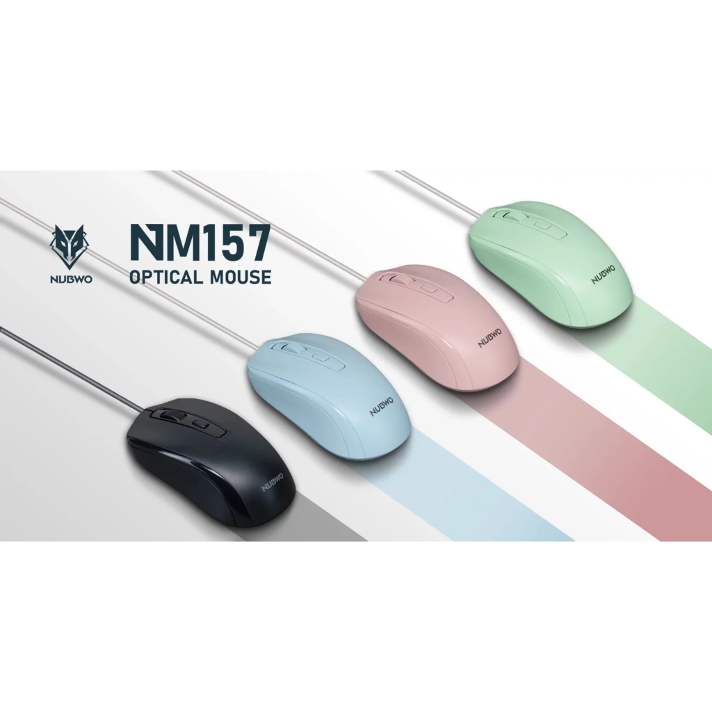 NUBWO เมาส์ Optical รุ่น NM-157 เชื่อมต่อแบบเสียบสาย USB 2.0 ดีไซน์เรียบ Silent Click คลิ๊กเงียบ เสียงเบา
