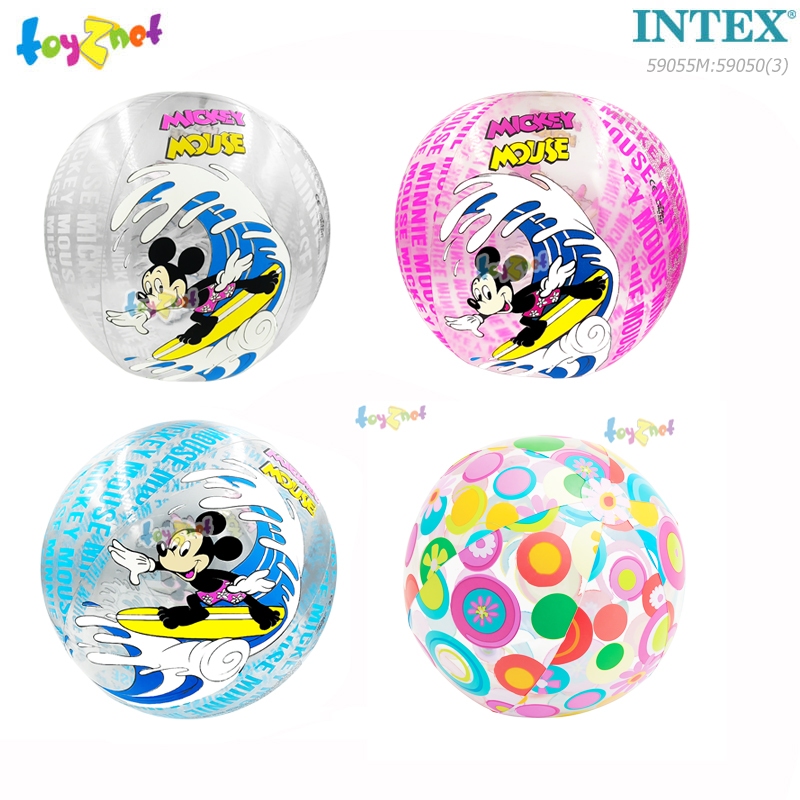 Intex บอลใสมิกกี้และมินนี่ 24 นิ้ว (61 ซม.) + บอลชายหาดลายสดใส 24 นิ้ว ...