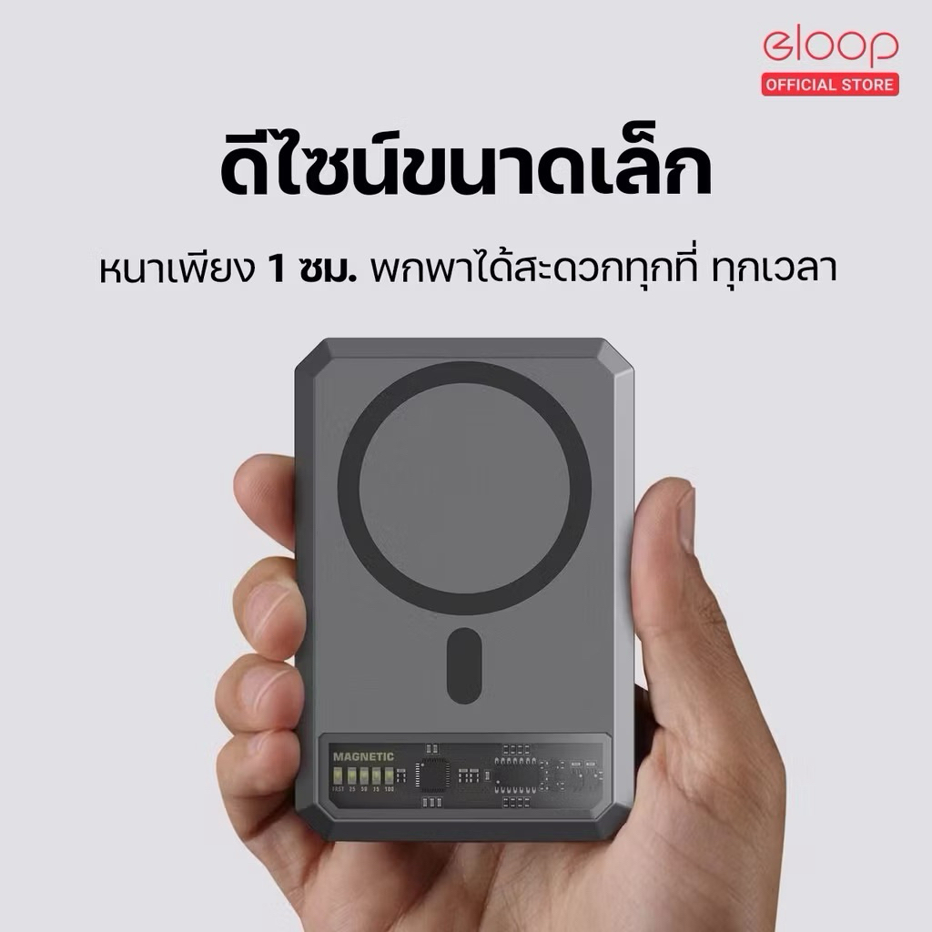 Orsen by Eloop EW54 แบตสำรอง Qi2 powerbank eloop ชาร์จไร้สาย Magnetic ...