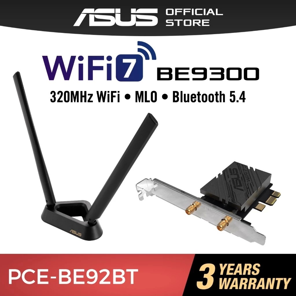 ASUS (PCE-BE92BT) WiFi 7 PCI-E Adapter with 2 external antennas