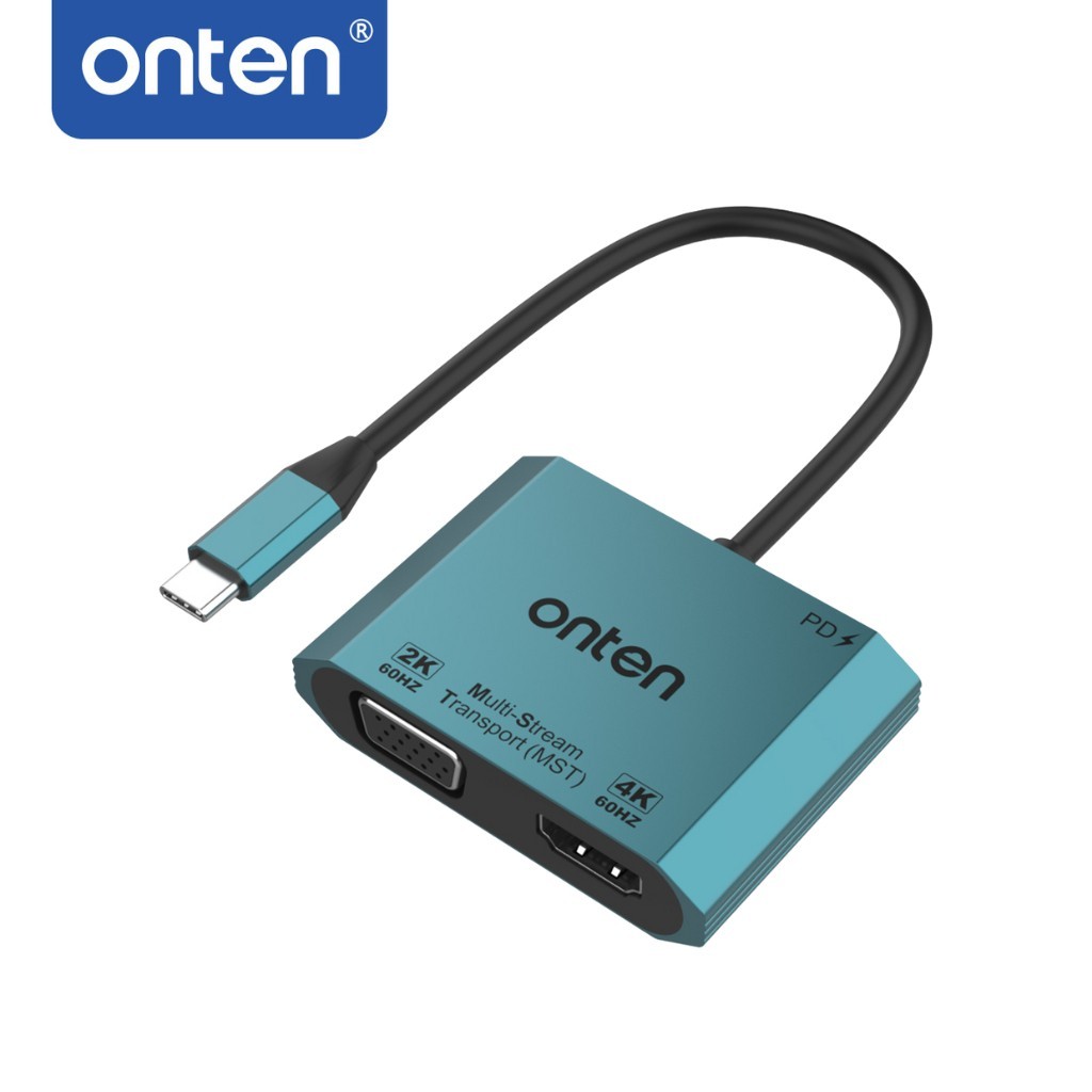 ONTEN OTN-M205 2-in-1 Type-C to HDMI+VGA+PD3.0 Adapter, 4K60hz , VGA2K60Hz, PD3.0