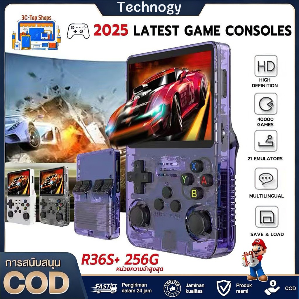 เครื่องเล่นเกมพกพา New R36S R36H Retro Game Console 128GB วิดีโอเกม เกม ...