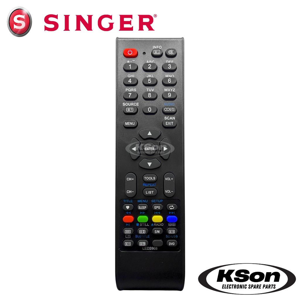 รีโมททีวี ซิงเกอร์ อะไหล่ทีวี Singer TV Remote Control ใช้กับทีวีรุ่น ...