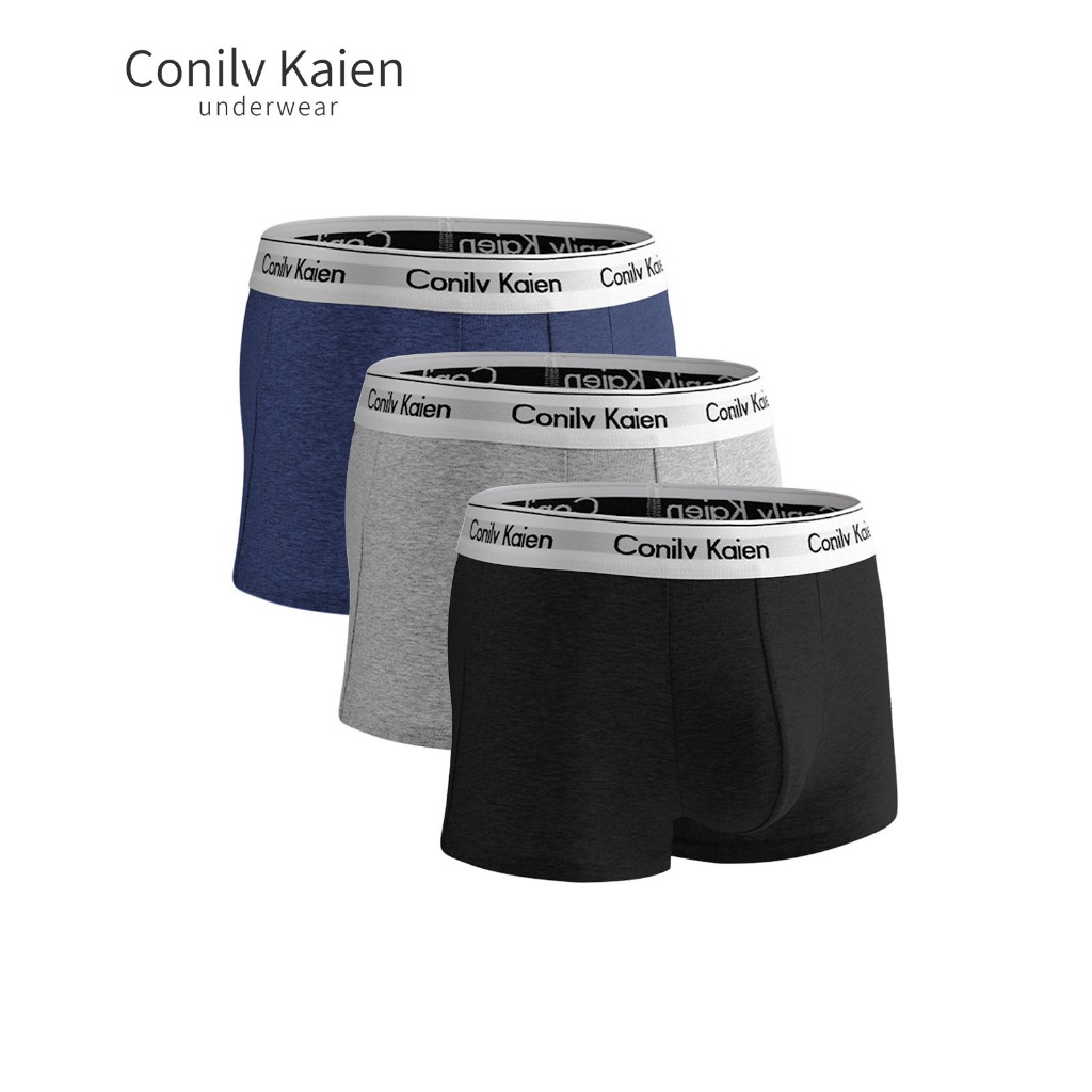 กางเกงในชาย Cotton Stretch แพ็ค 3 ชิ้น ทรง High Rise Trunk นุ่มสบาย ทรง ...