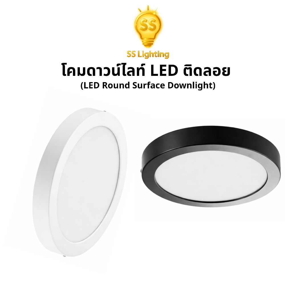 SS Lighting โคมดาวน์ไลท์ LED แบบติดลอย ทรงกลม 12W รุ่น DN-RSMD12M โคมไฟ ...