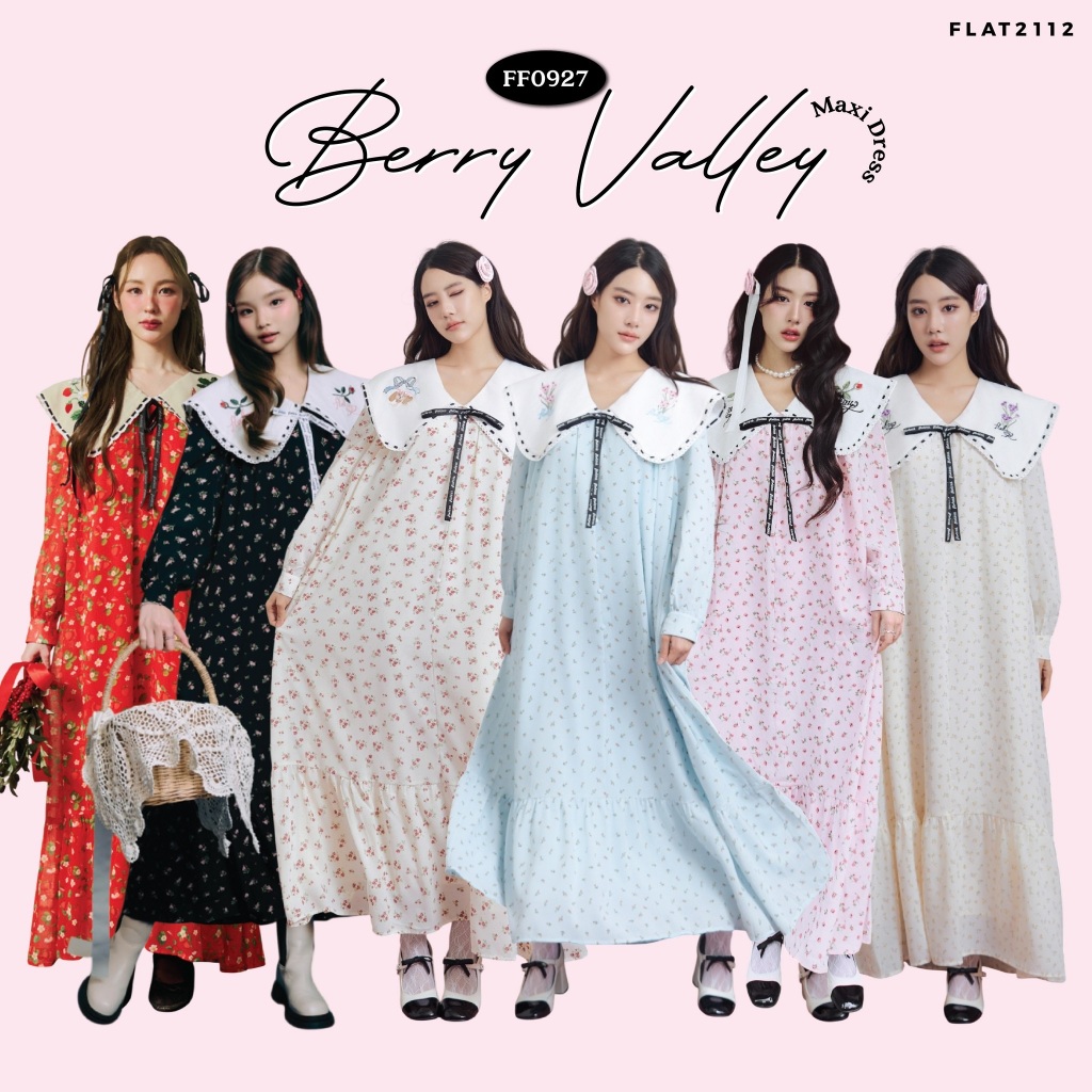 FLAT2112 : BERRY VALLEY MAXI DRESS เดรสยาว แขนยาว ชุดเดรสยาว ลายดอกไม้ ...