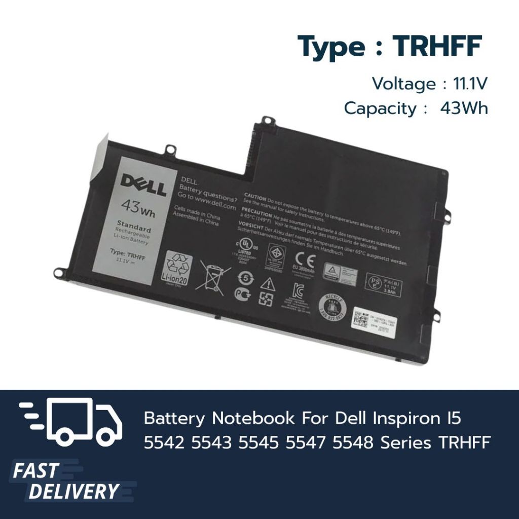 แบตเตอรี่โน๊ตบุ๊ค TRHFF Replacement for Dell Latitude 3450 14 5445 5447 ...