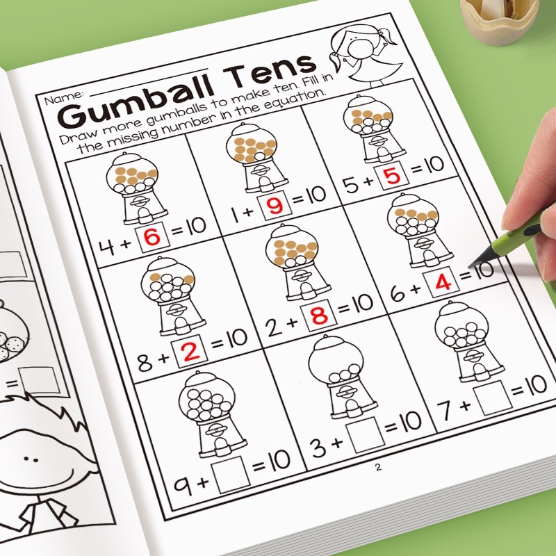 Kindergarten Math Addition & Subtraction Workbook Kids Learn Number ...