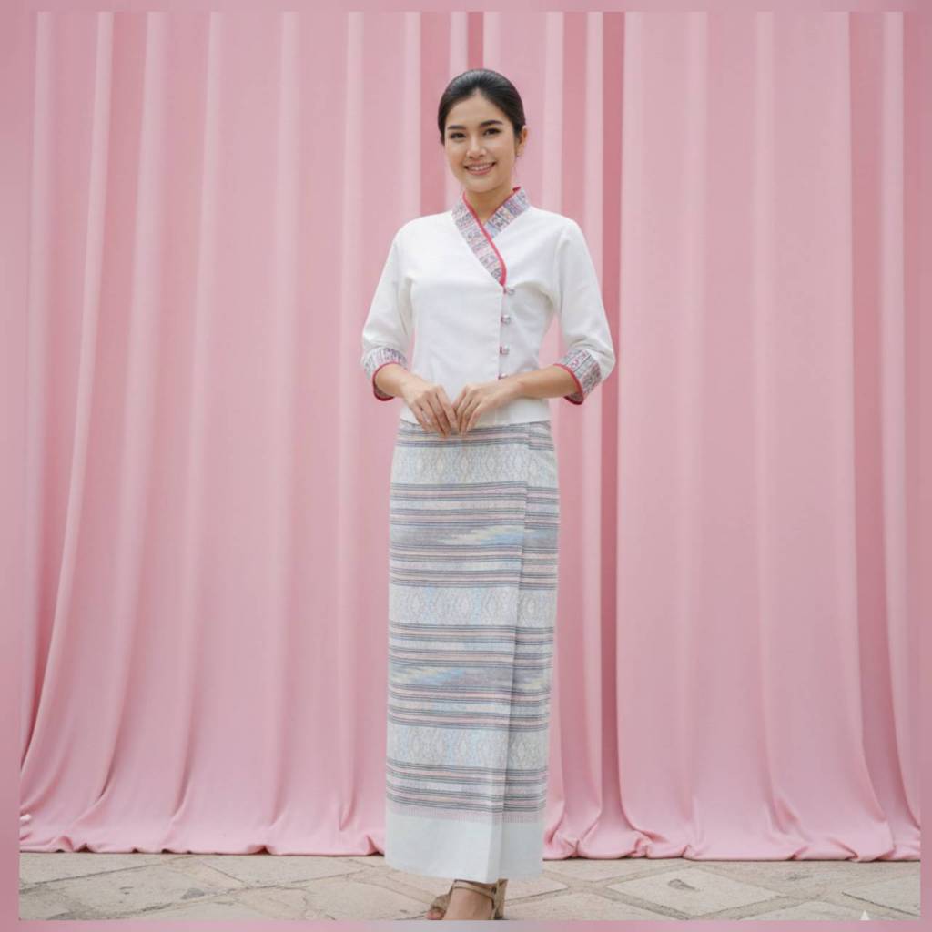 ชุดเจ้านางล้านนาผ้าฝ้ายแท้ ทรงสุภาพ ใส่สบายไม่ร้อน ไซส์ถึง6XL มุมมองที่ 5