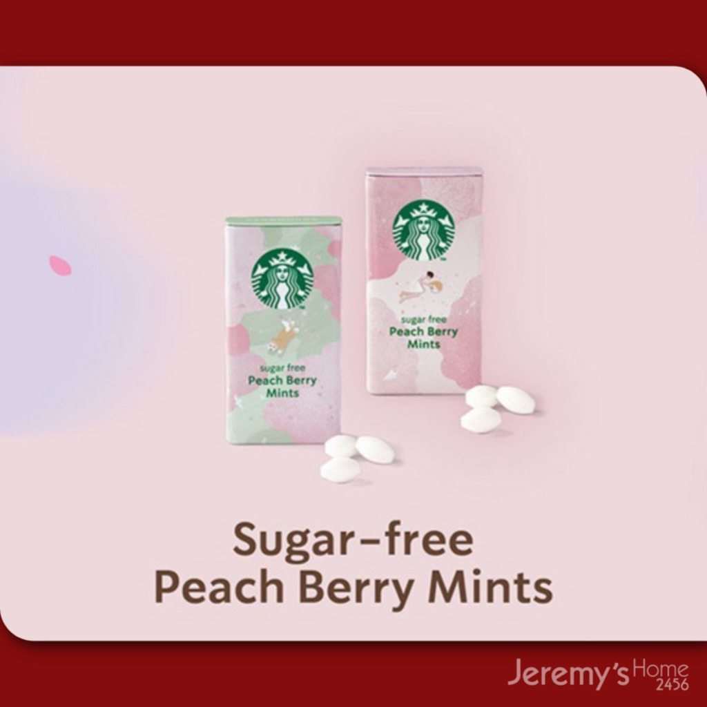 ลูกอม Starbucks Sugar-Free Peach Berry🌸Mints 2 กล่อง (Sakura 2026 ...