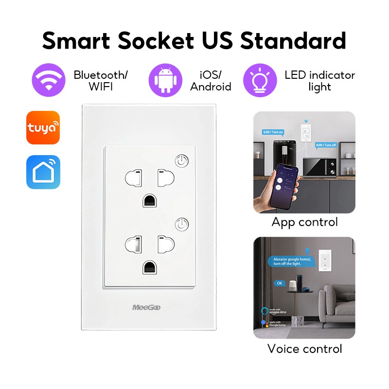 MeeGoo Smart Wall Socket WiFi Bluetooth 16A ปลั๊กอัจฉริยะ ควบคุมผ่านมือ ...