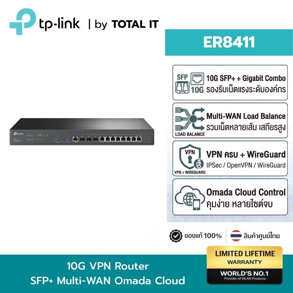 TP-Link ER8411 10G VPN Router Load Balance Dual SFP+ รวมเน็ต 10 เส้น ...