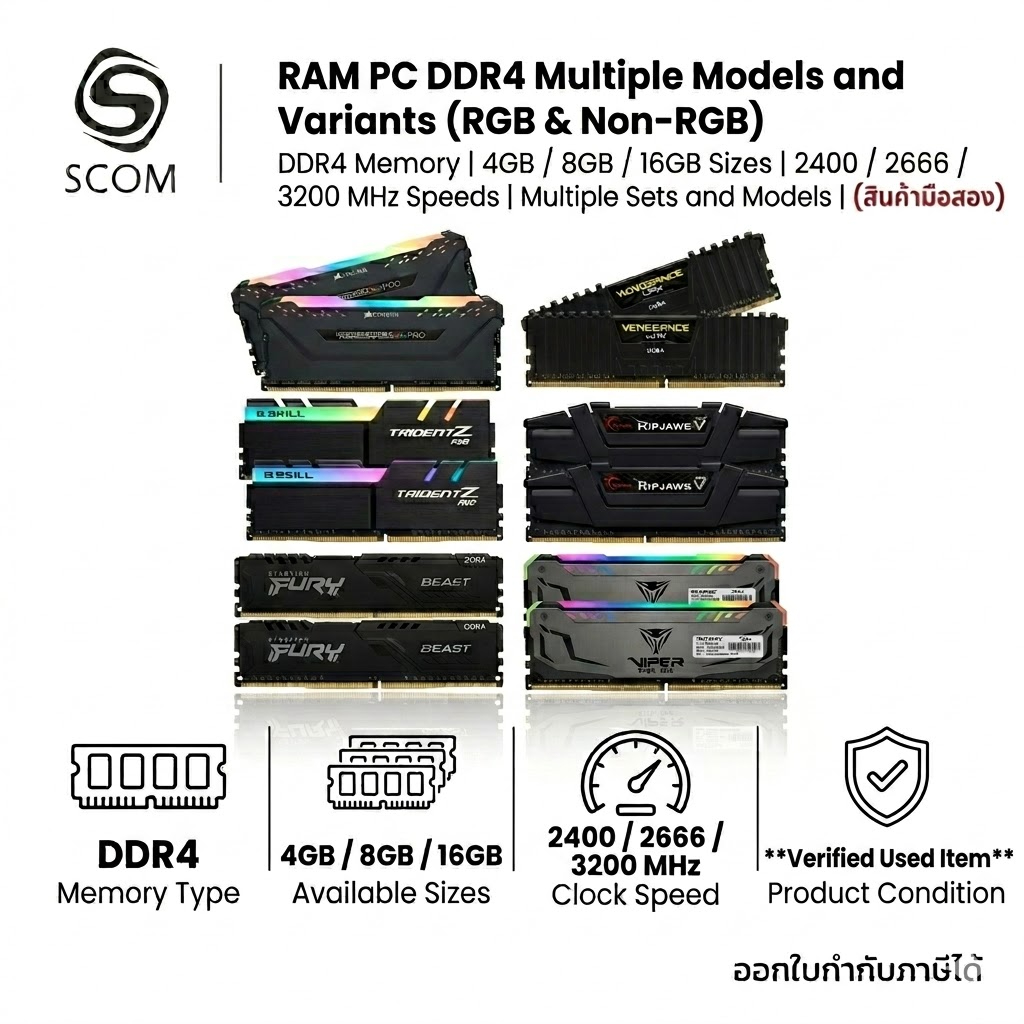 RAM PC DDR4 หลายรุ่น 4GB 8GB 16GB BUS 2400/2666/3200MHz มือสอง | Shopee ...