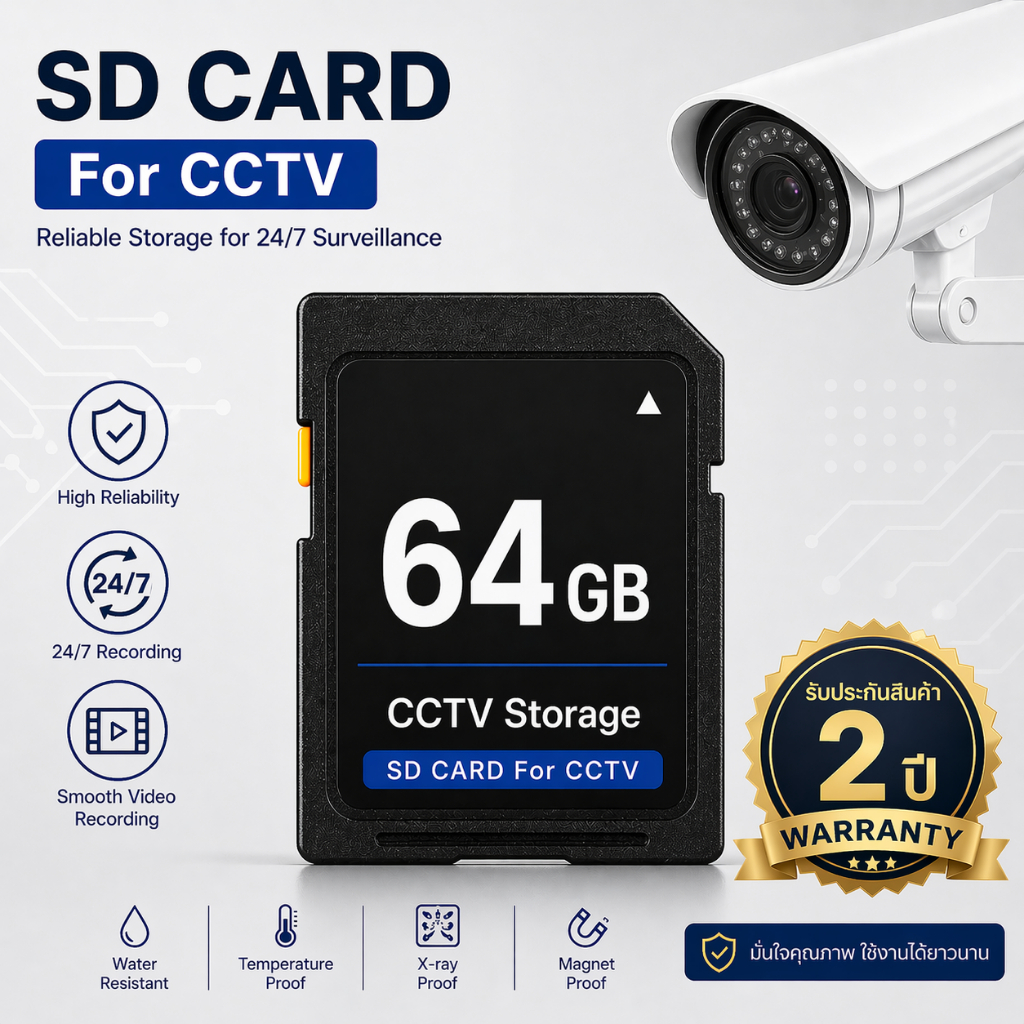 SD Card For CCTV เมมโมรี่การ์ดสำหรับกล้องวงจรปิดความจุ 64 GB รับประกัน ...