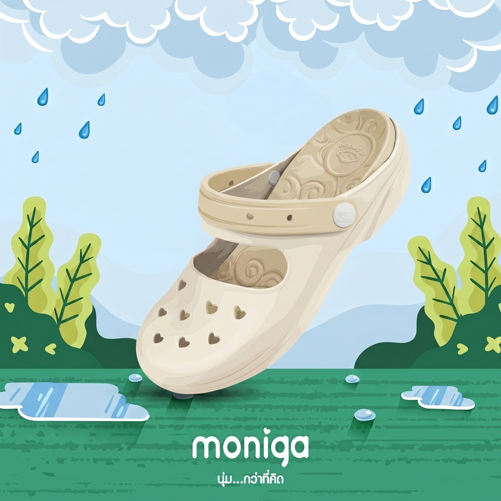 MONIGA รุ่น Kimberry รองเท้าแบบสวมรัดส้น | Shopee Thailand