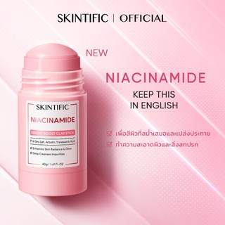 SKINTIFIC Niacinamide Bright Boost Clay Mask Stick giúp làm đều màu da và tăng độ sáng hơn, mặt nạ đất sét, mặt nạ cho mặt
