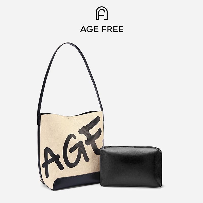 AGE FREE Gabine bag กระเป๋าทรงถังลายคลาสสิกแบบสะพายข้างกระเป๋าาถือbucket bag