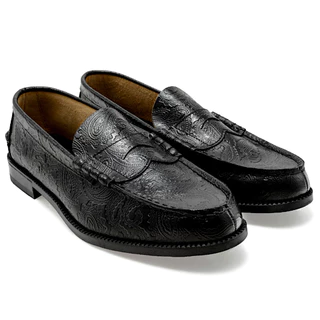 KENFORD MENS EMBOSSED LOAFERS K004 - BLACK PAISLEY