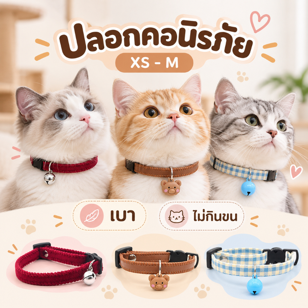 ปลอกคอแมวนิรภัย มินิมอล เบาใส่สบาย