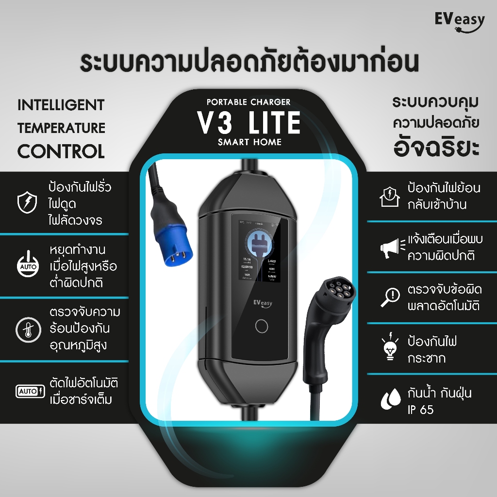 New ! พร้อมส่ง EV easy Portable Charger รุ่น V3 Lite 16A 32A มีแอพ และ ...