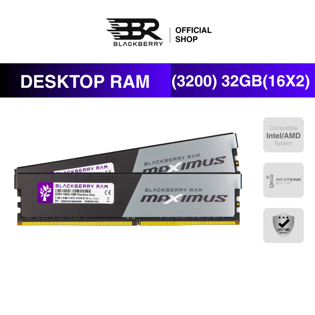 RAM PC DDR4 32GB (16GBx2) 3200MHz Blackberry (BBR) MAXIMUS GRAY รองรับ ...