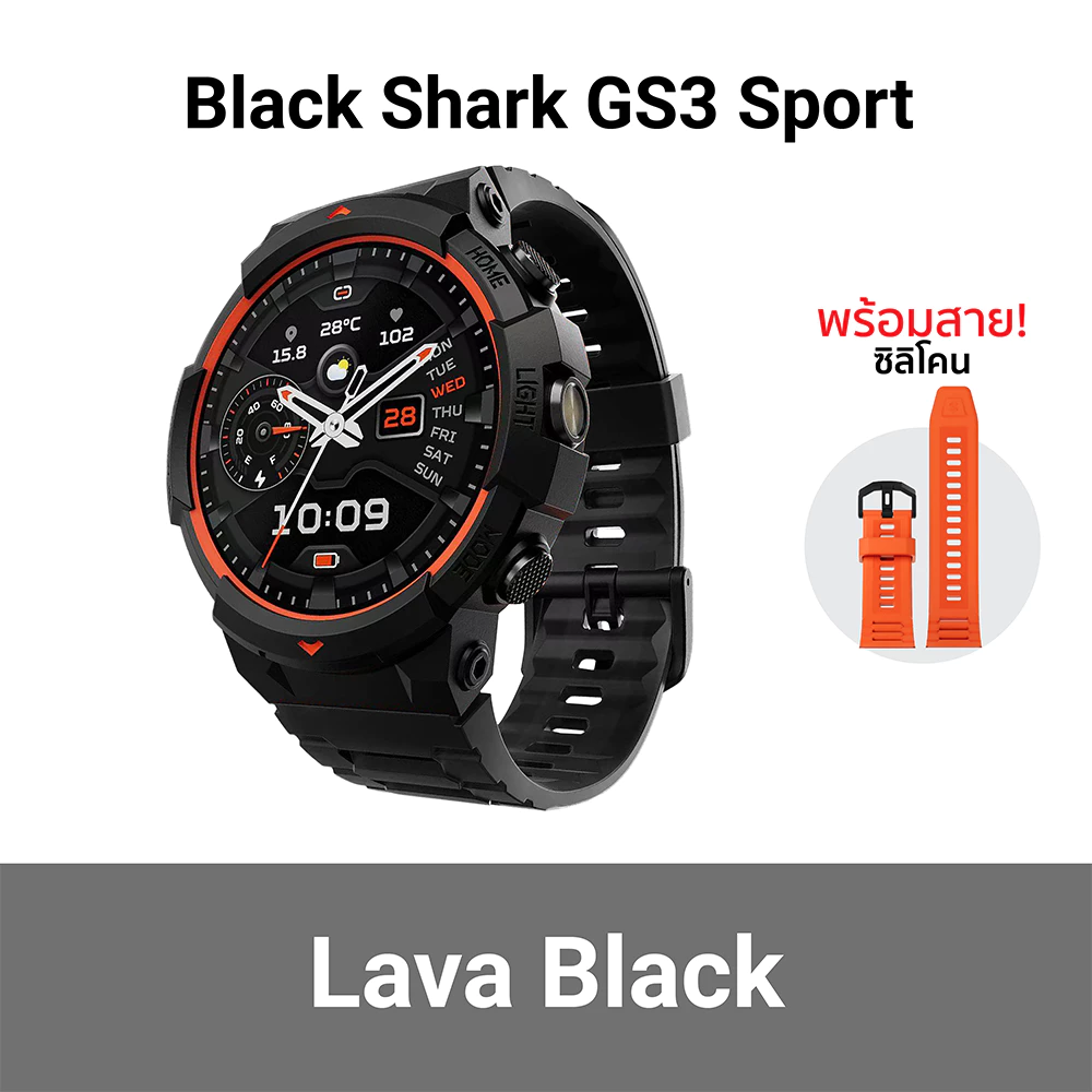 Black Shark GS3 Sport สมาร์ทวอทช์ Smart watch GPS คุยโทรศัพท์ได้ มาตรฐาน MIL-STD 810H กันน้ำ 5 ATM -1Y