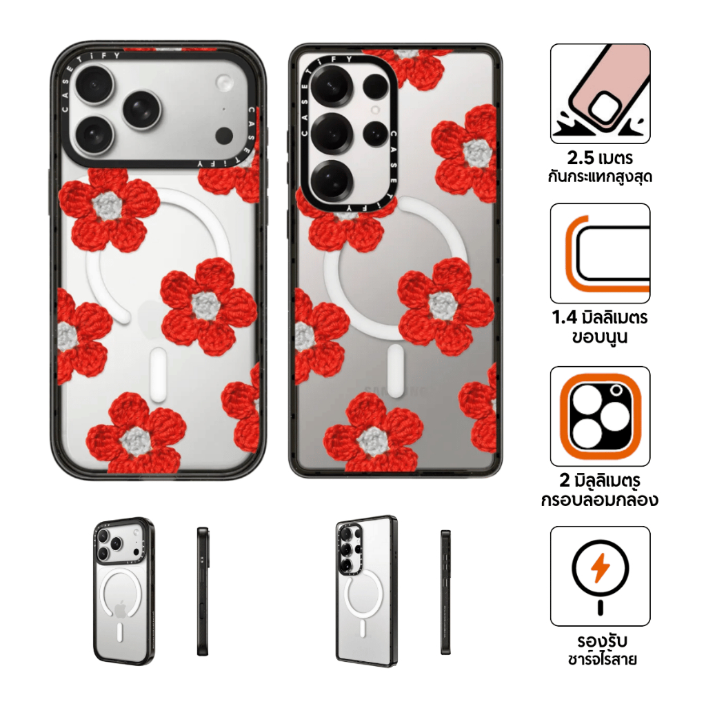 CASETiFY | Crochet Flowers - Red [Inspo] For iPhone Samsung แท้