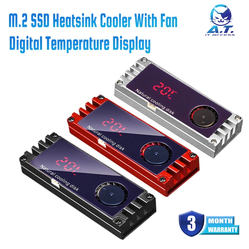 M.2 SSD Heatsink Cooler Digital Temperature Display with Turbo Cooling ...