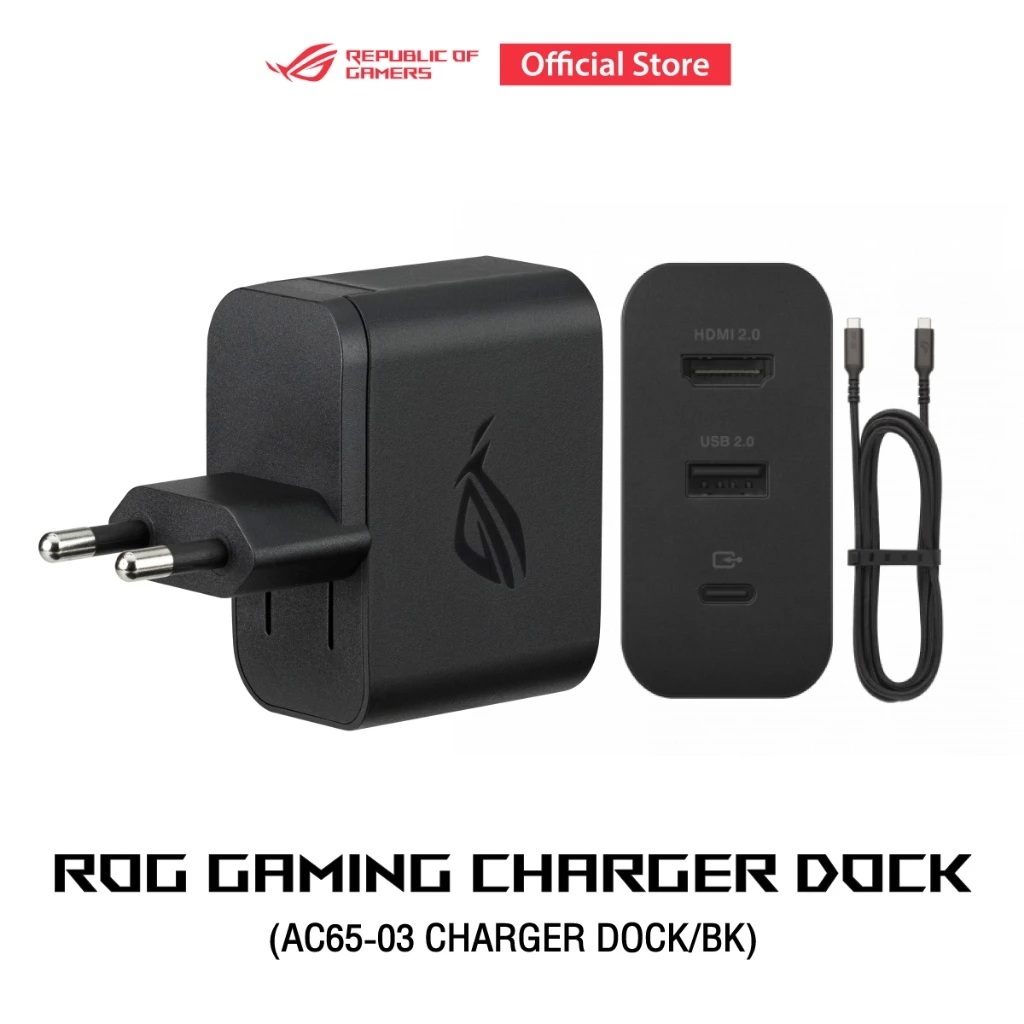 ASUS ROG Gaming Charger Dock (AC65-03) ชาร์จไฟสูงสุด 65W ชาร์จไฟ ต่อจอ ...