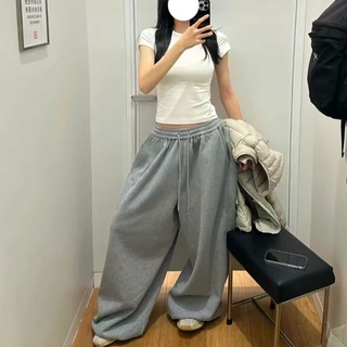 โปรโมชั่น Flash Sale : กางเกงวอร์มขายาว สไตล์ขี้เกียจย้อนยุค0294คนดังทางอินเทอร์เน็ต ขากว้าง ทรงหลวม ลำลอง เหมาะสำหรับ ฤดูใบไม้ผลิและฤดูใบไม้