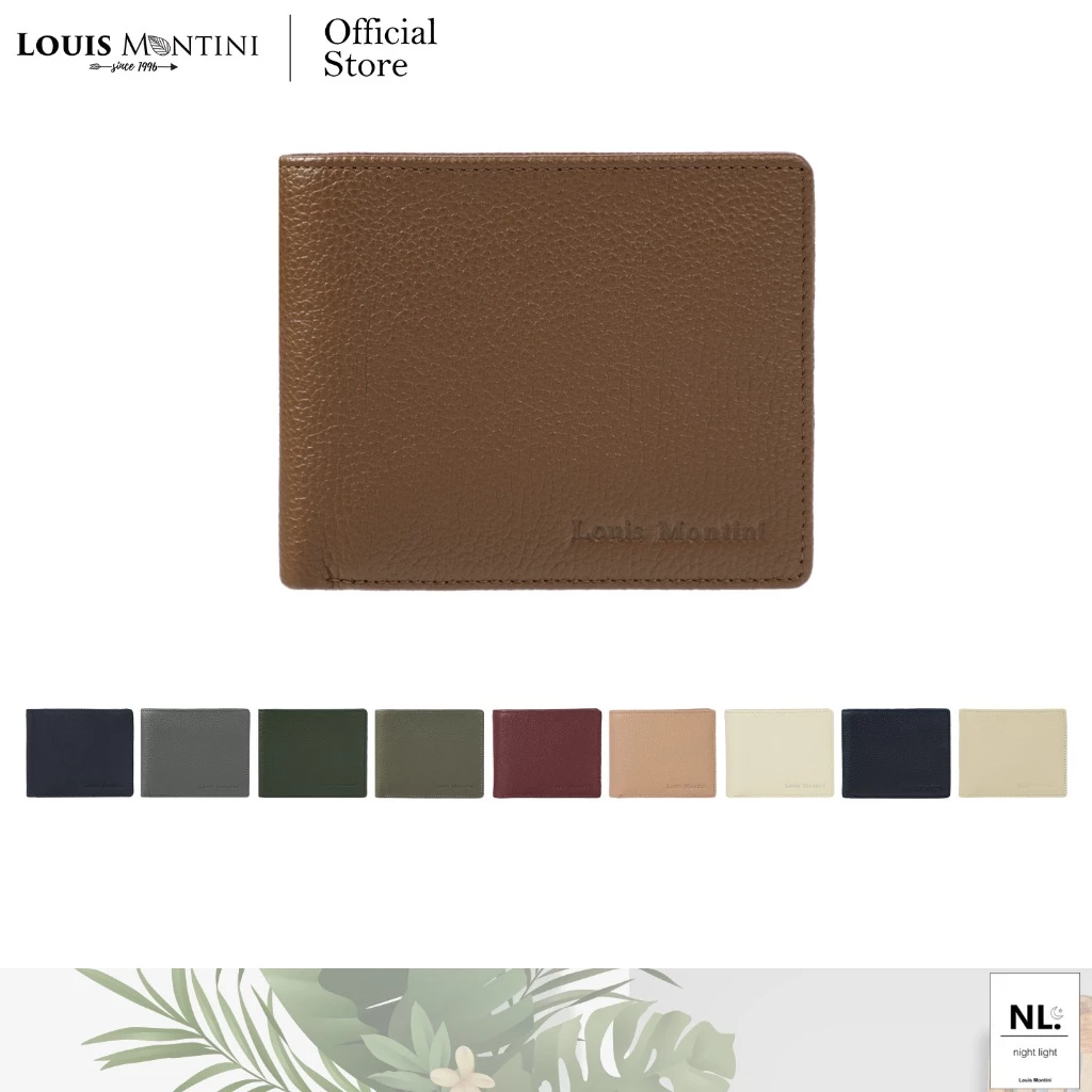 Louis Montini กระเป๋าสตางค์หนังวัวแท้ ผู้ชายสไตล์มินิมอล รุ่น TTM094 แบบพับ หนังลายเม็ด กันรอย น้ำหนักเบา