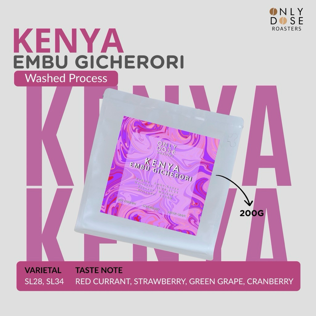เมล็ดกาแฟเคนย่า KENYA EMBU GICHERORI WASHED คั่วอ่อน ( Light ) ขนาด 200 ...