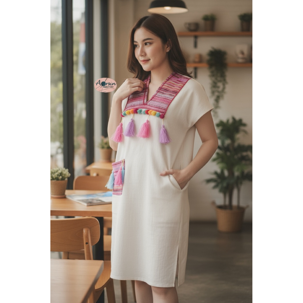 เดรสพื้นเมืองสาวเหนือ ผ้าฝ้ายนุ่ม ใส่สบาย ถูกใจสายมินิมอล | aorsin