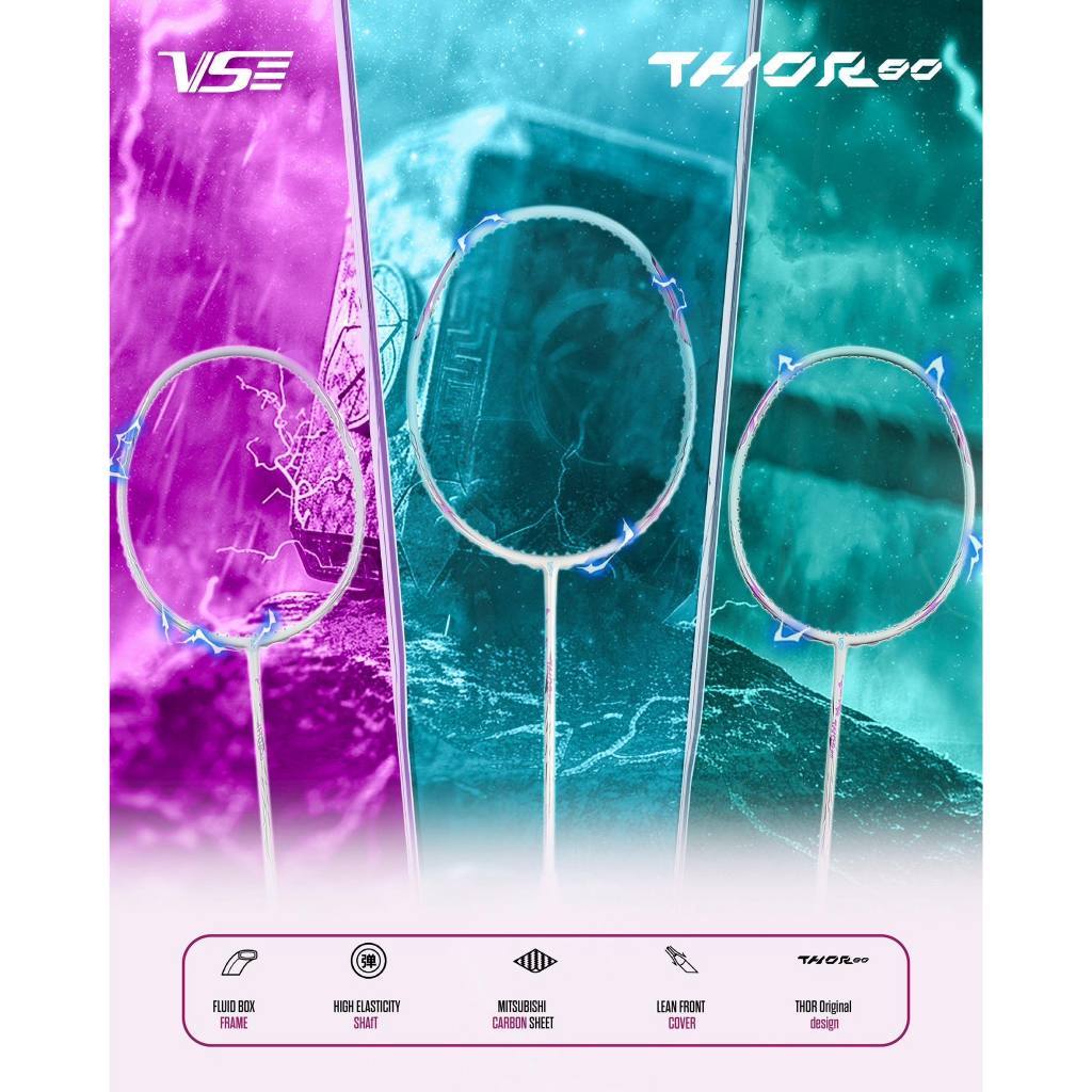 (แถมเอ็น+ซองเต็ม) ไม้แบดมินตัน VS รุ่น THOR 80 (4U) Badminton Racket ...