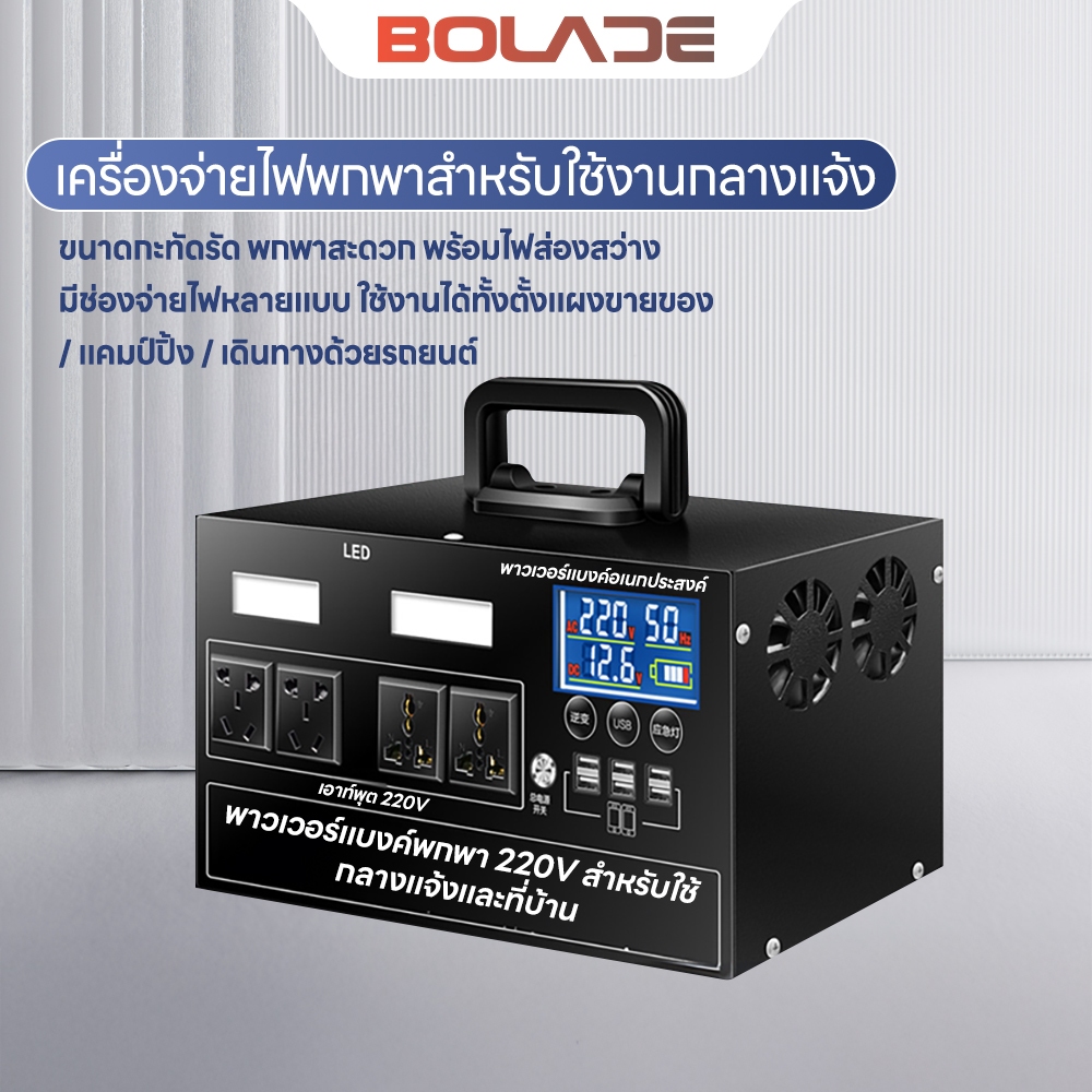 Bolade 1000W แบตสำรองสำหรับแคมป์ปิ้ง หน้าจอแสดงผลขนาดใหญ่ 4 พอร์ต USB ...