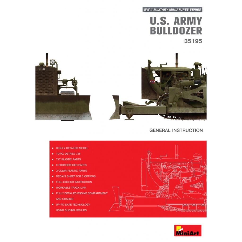พลาสติก โมเดล ประกอบ MINI ART สเกล 1/35 U.S. ARMY BULLDOZER (35195 ...
